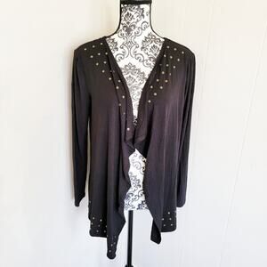 Carmen Marc Valvo Draped Grommit Detail Cardigan